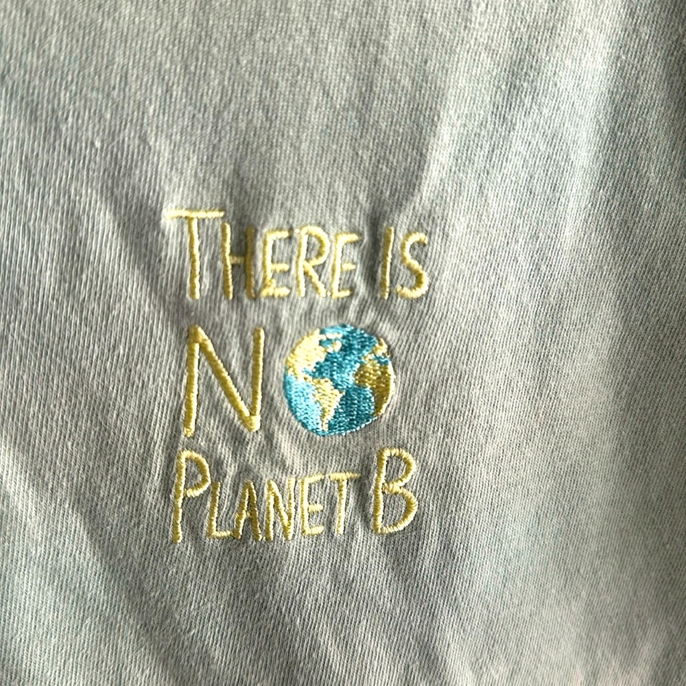 Comfort colors men’s T-shirt size medium embroidered There is No Planet B